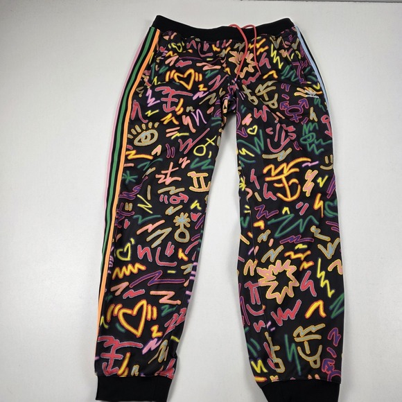 adidas Other - Adidas Track Pants Mens Large Multicolor Scribble Print Joggers Side Stripe